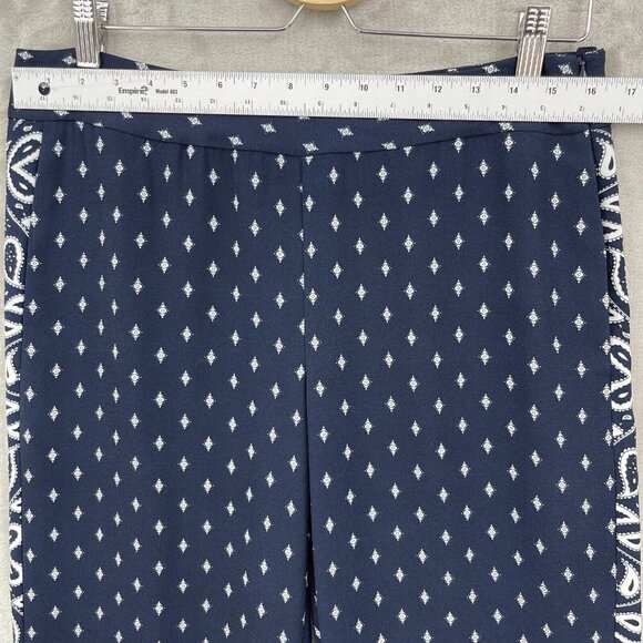 CAbi Track Star Navy White Bandana Print Wide Leg Casual Flowy Pants - Picture 11 of 13